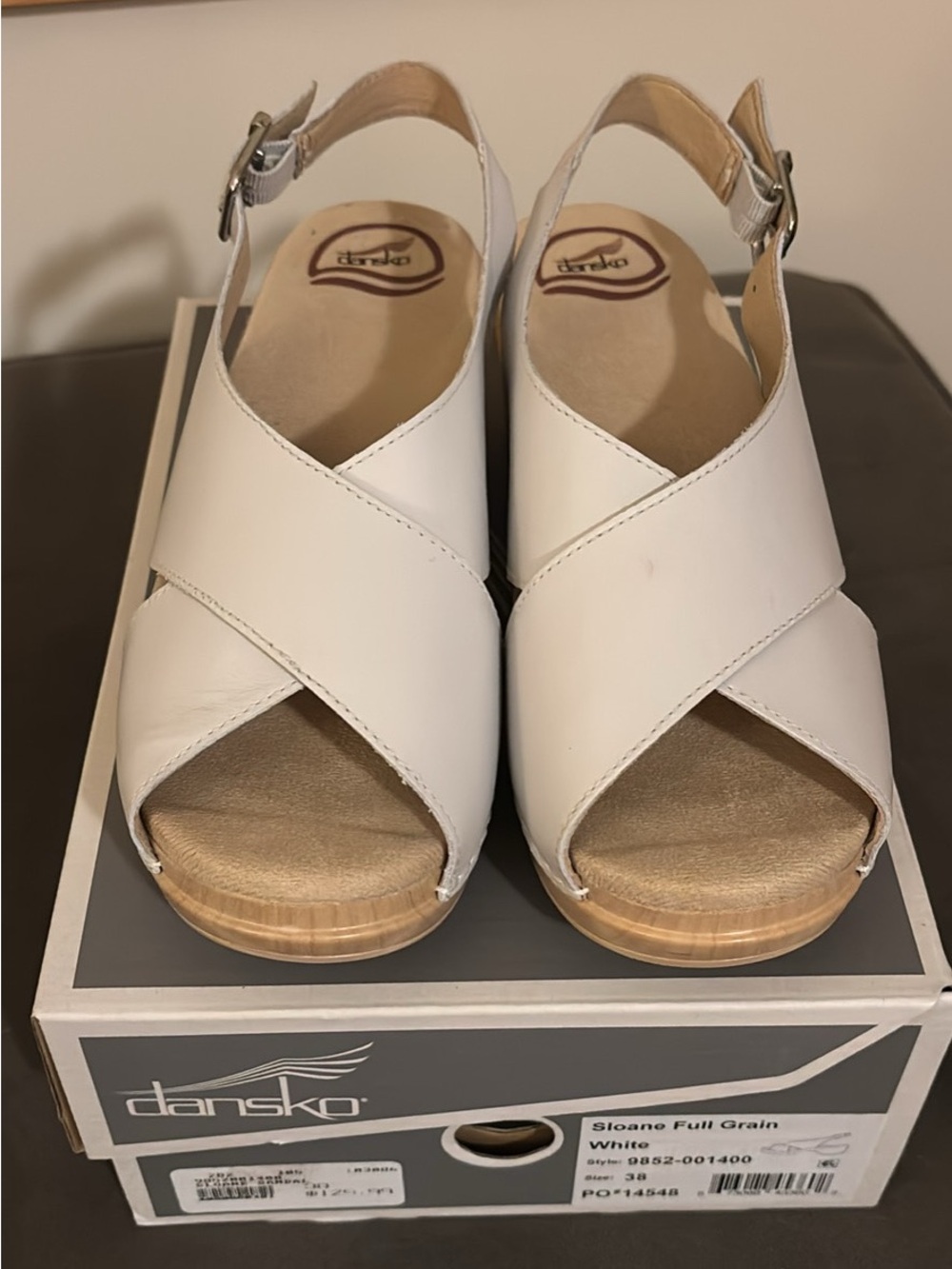 Dansko White Crossover Leather Slingback Sandals